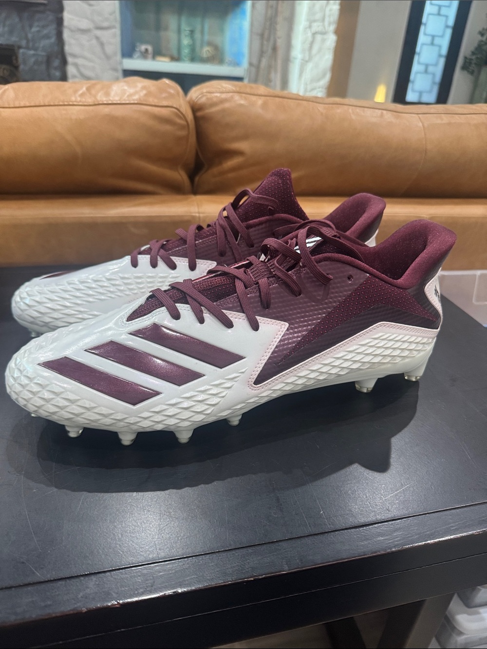 Adidas Football Cleats Size 15 White/Burgundy NEW Without Box